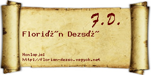 Florián Dezső névjegykártya